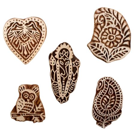 Set of 5 Piece New Mix Wooden Printing Block